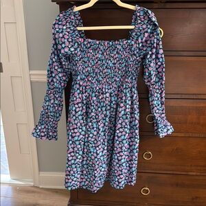 Lilly Pulitzer Blue Sundress with Long Bishop Sleeves and Square Neck